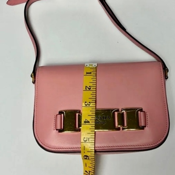 AUTHENTIC Prada Pink Saffiano Leather Crossbody Bag with Bow Detail - Picture 4 of 10